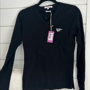 Peter Millar Women's Black V-Neck Long-Sleeve Cashmere Sweater